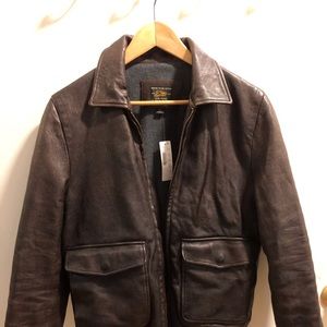 J Crew Leather Bomber Jacket